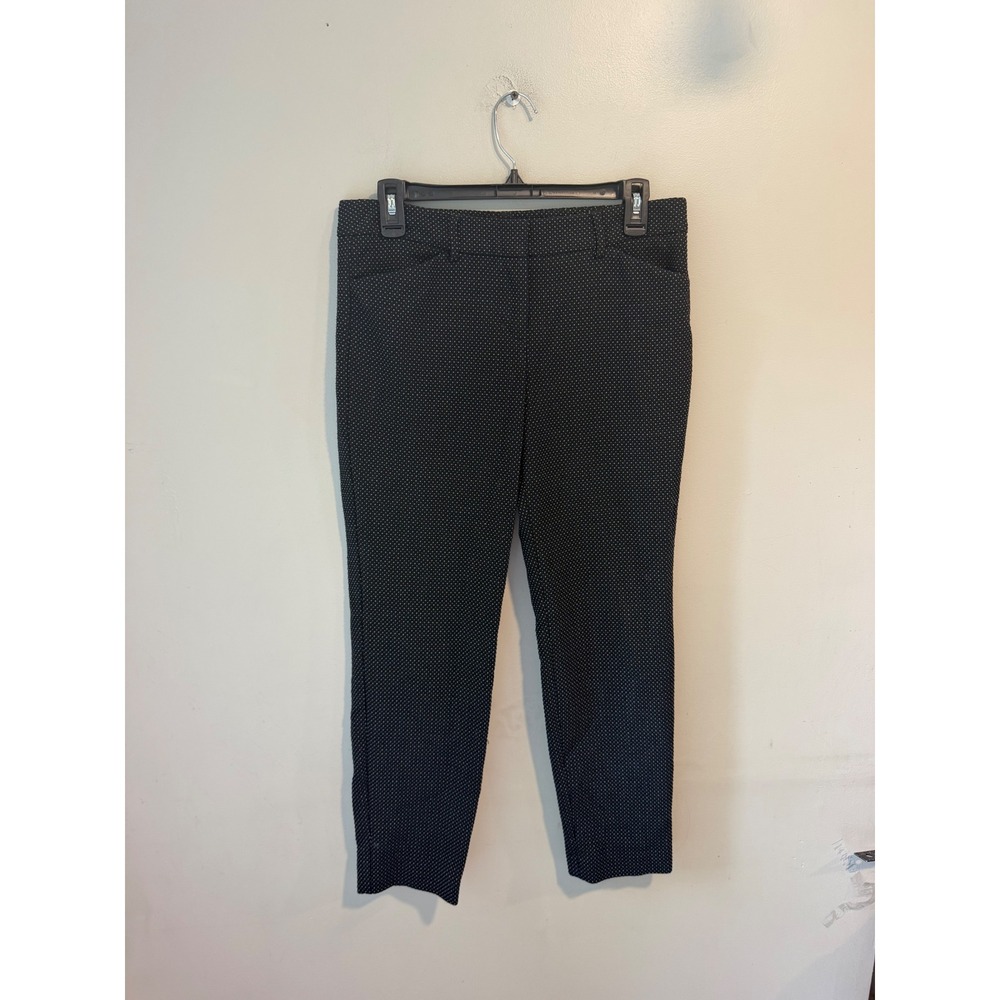 Express Editor Womens 4P Black Blue Polka Dot Ankle Dress Pants Stretch Petite
